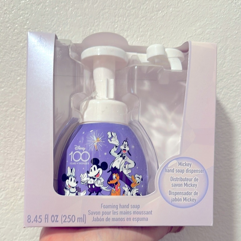 🏰🧚✨New 100th Anniversary Disneyland Refillable Bath Soap Dispenser Centennial🤍💟💜